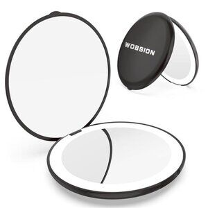 Travel Compact Mirror,Portable 1x/10x LED Makeup Mirror with Magnification
